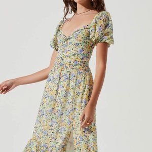 [NWT] ASTR: IRMA FLORAL PUFF SLEEVE MIDI DRESS